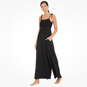 ROBIN PICCONE Chira Stretch Jersey Pant Jumpsuit Romper Small Black Lace CoverUp